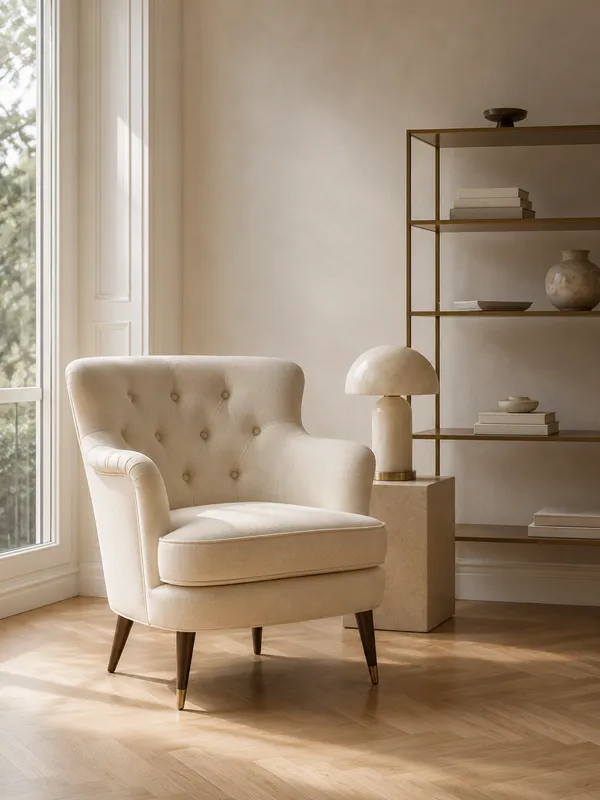 Designer-Mobiliar mit Regalsystem und Leuchten