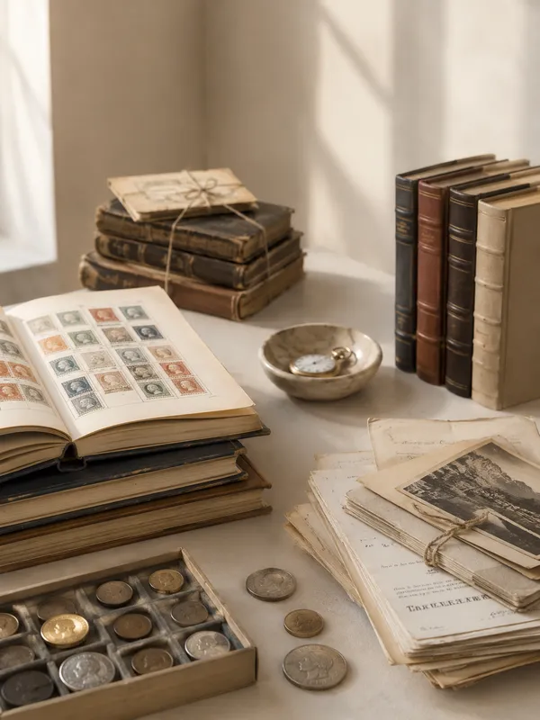 Sammlungen. Münzen, Briefmarken, Bücher