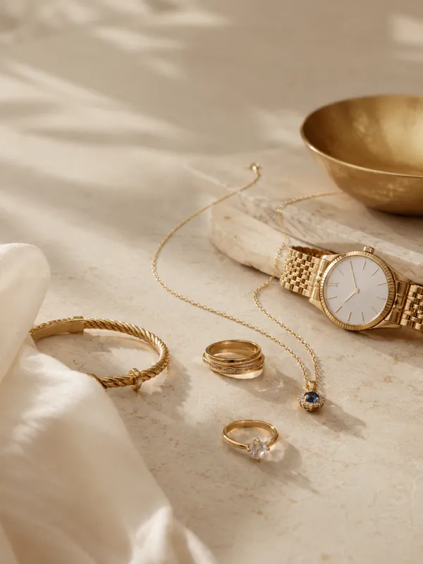 Vintage-Uhr und Schmuck